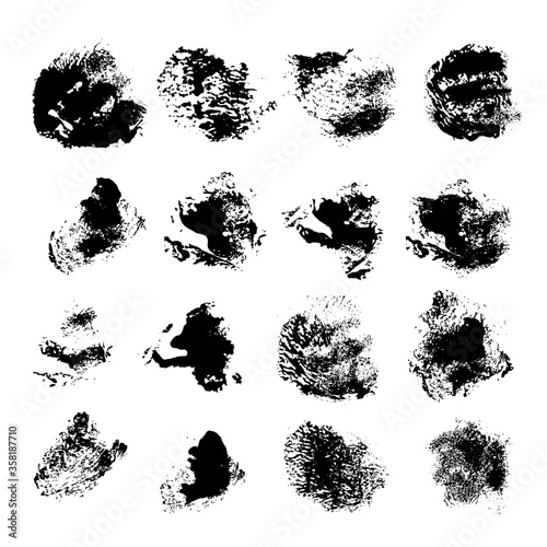 Black strokes thick paint isolated on a white background