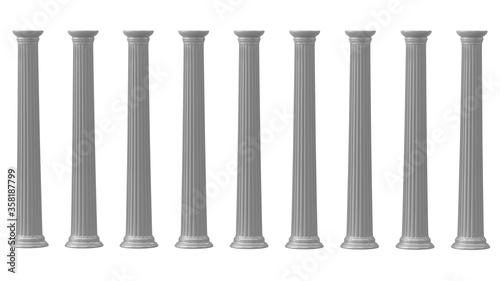 Classic Columns Isolated. 3D rendering