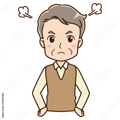 Illustration of angry grandfather