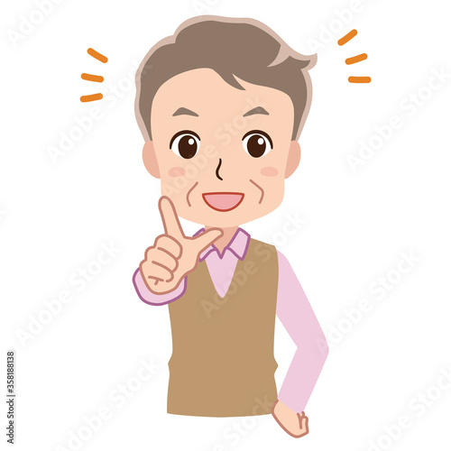 Illustration of an old man pointing