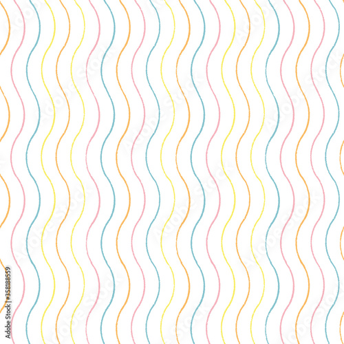 Irregular abstract geometric wavy line pattern, textured sea and summer mood on white background. Beachy costal design for your holiday. Nature background. Print, fabric, stationary.