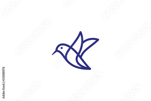 hummingbird logo design . simple line hummingbird design. vector illustration