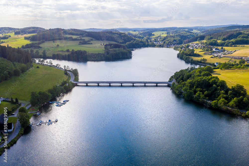 Obraz premium bigge lake sauerland german from above
