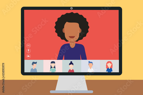 Black female. people connecting together Colorful