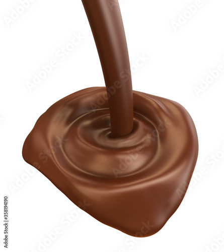 melting chocolate on white background.3d illustration