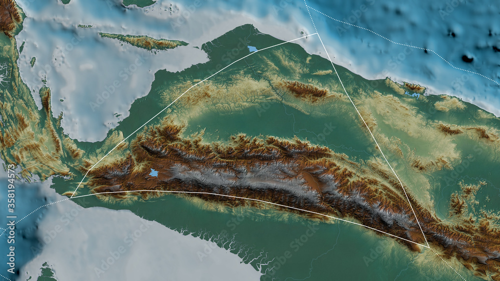 Maoke tectonic plate - outlined. Relief Maoke tectonic plate - outlined. Relief