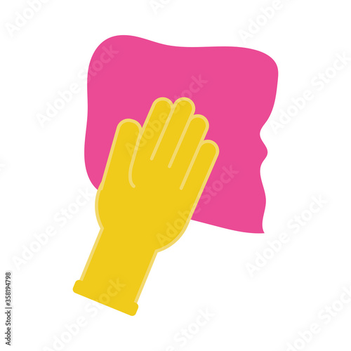 Isolated glove with rag vector design