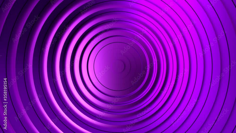 Purple abstract pattern of circles with the effect of displacement. Metal circles wave gradient seamless loop animation. 3D rendering Purple abstract pattern of circles with the effect of displacement. Metal circles wave gradient seamless loop animation. 3D rendering