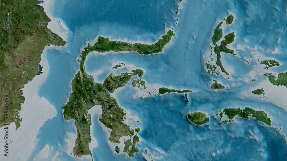 Molucca Sea tectonic plate - raster. Satellite Molucca Sea tectonic plate - raster. Satellite