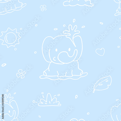seamless tender pattern with baby elephants
