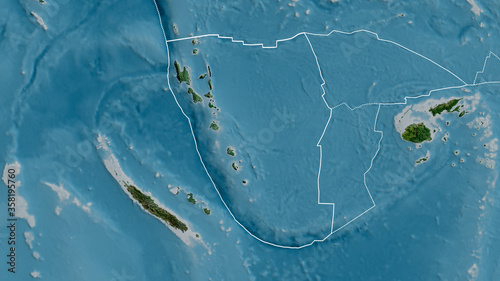 New Hebrides tectonic plate - outlined. Satellite photo