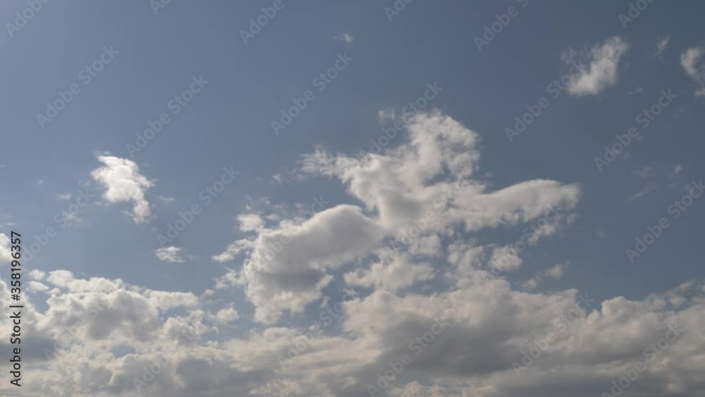 clean timelapse clouds. the sky is blue. white clouds. black rain clouds. residential view. passing cars