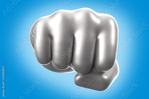 Fist punching  isolated background. 3d illustration