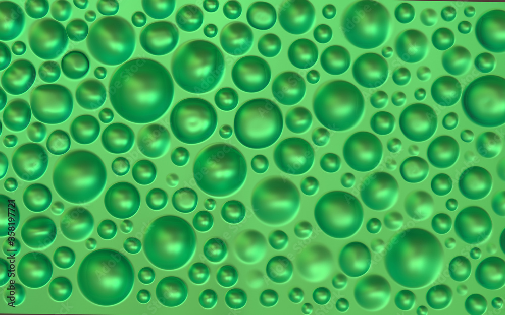 Abstract bubble green background. 3d illustration