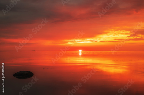 Amazing sunset on the beach.