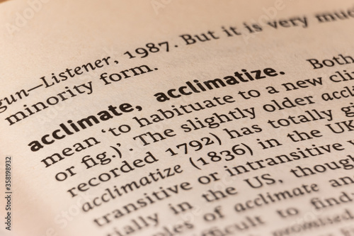 Dictionary definition of the word acclimate