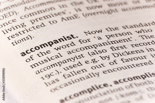 Obraz na plátně Dictionary definition of the word accompanist