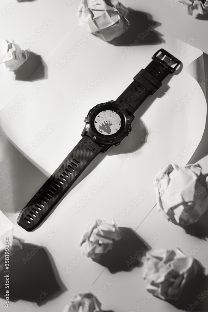 Black watch with various device scenes
Black watch with various device scenes