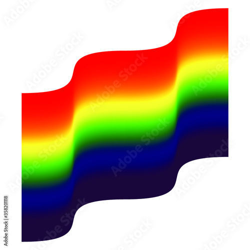 Rainbow LGBT pride flag waving. International Day Against Homophobia. Bright vector illustration. Red, orange, yellow, green, blue, purple blended stripes. Background with rainbow colors pattern in ho