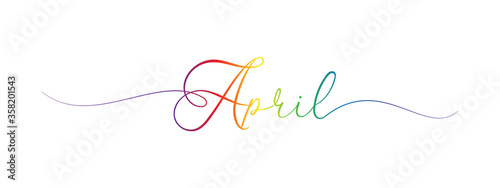 april letter calligraphy banner colorful gradient