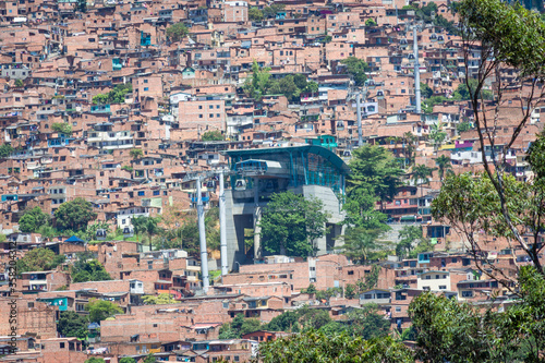 Medellin, Antioquia, Colombia. Oct. 2018. Line K crosses the commune’s number 2 Santa Cruz and number 1 Popular, from the Acevedo interchange station on Line A of the Medellín metro to Santo Domingo photo