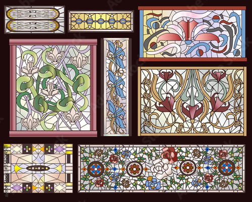 Stained Glass Art Deco, Mission, & Art Nouveau Designs Collection