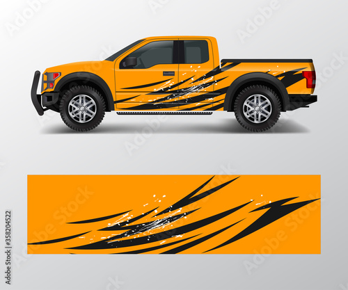 wrap graphic design vector for off road truck. Abstract sporty and adventure racing background. Full vector eps 10