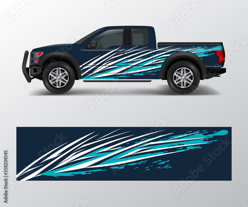 cargo van and car wrap vector, Truck decal designs, Graphic abstract stripe designs for offroad race, adventure and livery car