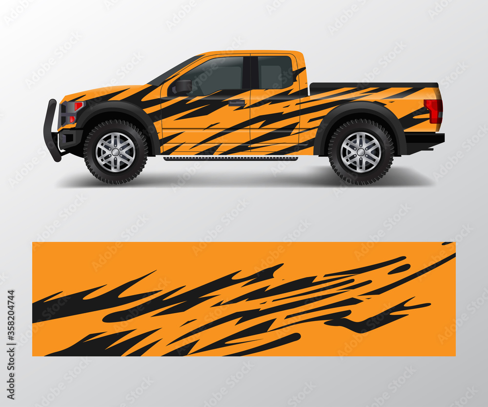 Fototapeta premium Graphic abstract grunge stripe designs for Truck decal, cargo van and car wrap vector