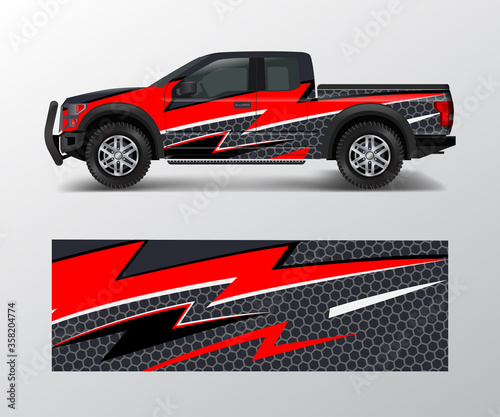 truck and cargo van wrap vector  Car decal wrap design. Graphic abstract stripe designs for vehicle  race  offroad  adventure and livery car