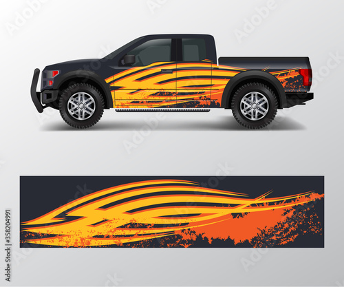 offroad vehicle wrap design vector. Pickup truck decal wrap design vector.