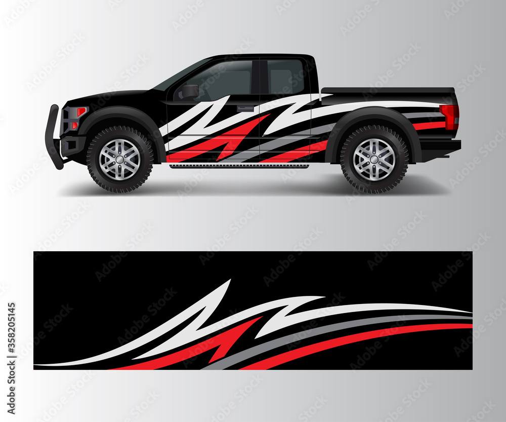 wrap graphic design vector for off road truck. Abstract sporty and adventure racing background. Full vector eps 10