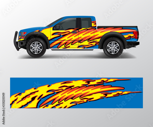 custom livery race rally offroad car vehicle sticker and tinting. Car wrap decal design vector