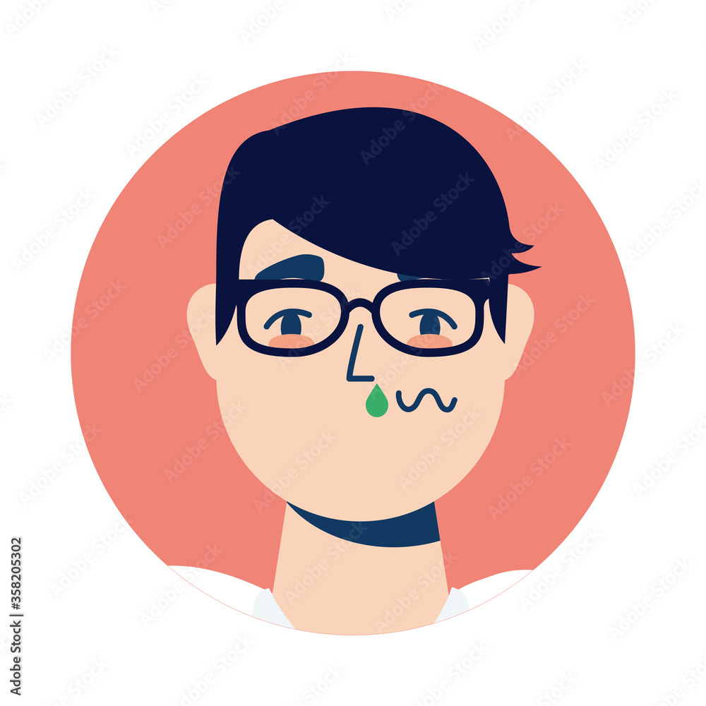 man head with cold vector design