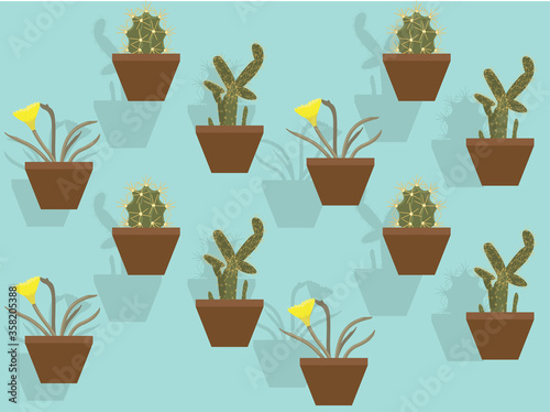 Various Cactus Set Vector Seamless Background Wallpaper 2-01