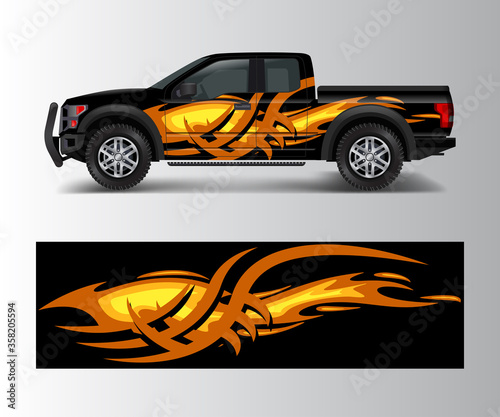 truck and cargo van wrap vector, Car decal wrap design. Graphic abstract stripe designs for vehicle, race, offroad, adventure and livery car