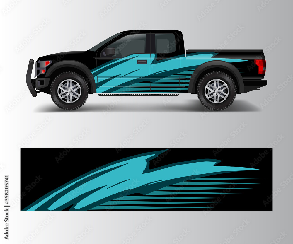 Fototapeta premium Truck And Vehicle car racing graphic for wrap and vinyl sticker