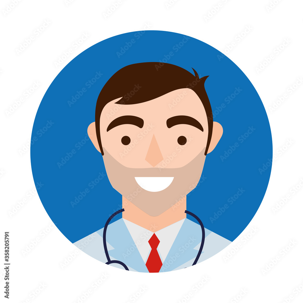 male doctor with uniform and stethoscope vector design