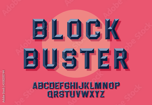 Retro chiseled alphabet. Vintage style. Vector font