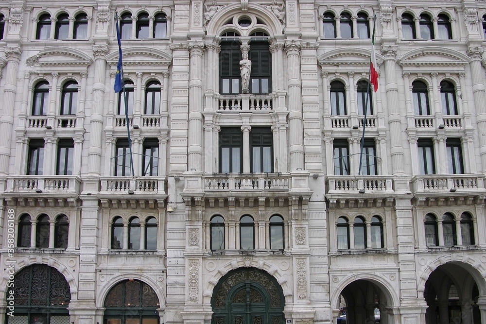 Trieste, Italy, City Hall, Facade Detail
