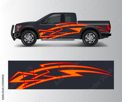 pickup truck graphic vector. abstract shape with grunge design for vehicle vinyl wrap