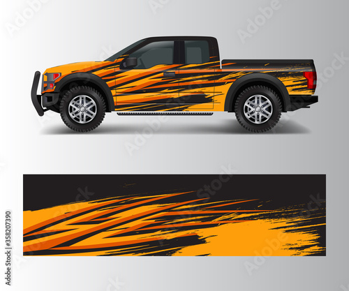 pickup truck graphic vector. abstract shape with grunge design for vehicle vinyl wrap