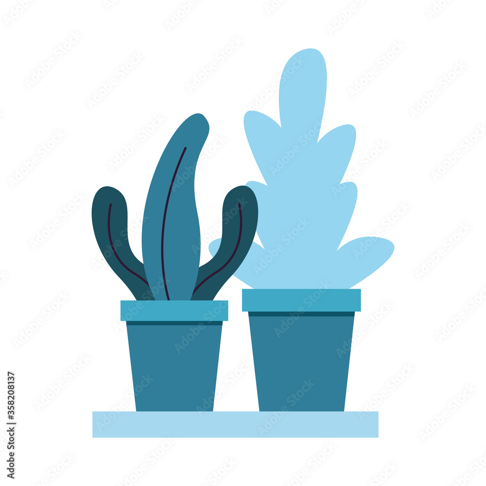Isolated plants inside pots vector design Isolated plants inside pots vector design