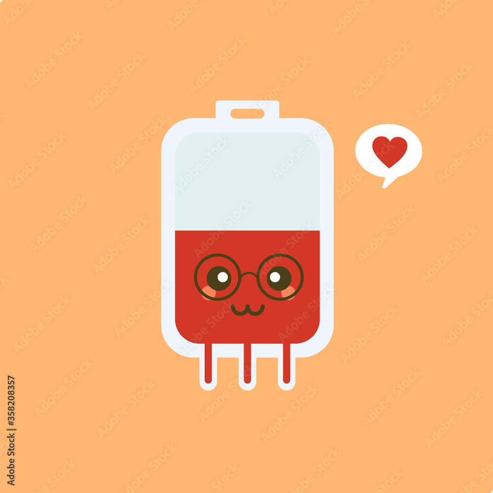 bag blood donation comic character. Donate blood concept with blood bag and heart character. Blood donation vector illustration. World blood donor day. bag blood donation comic character. Donate blood concept with blood bag and heart character. Blood donation vector illustration. World blood donor day.