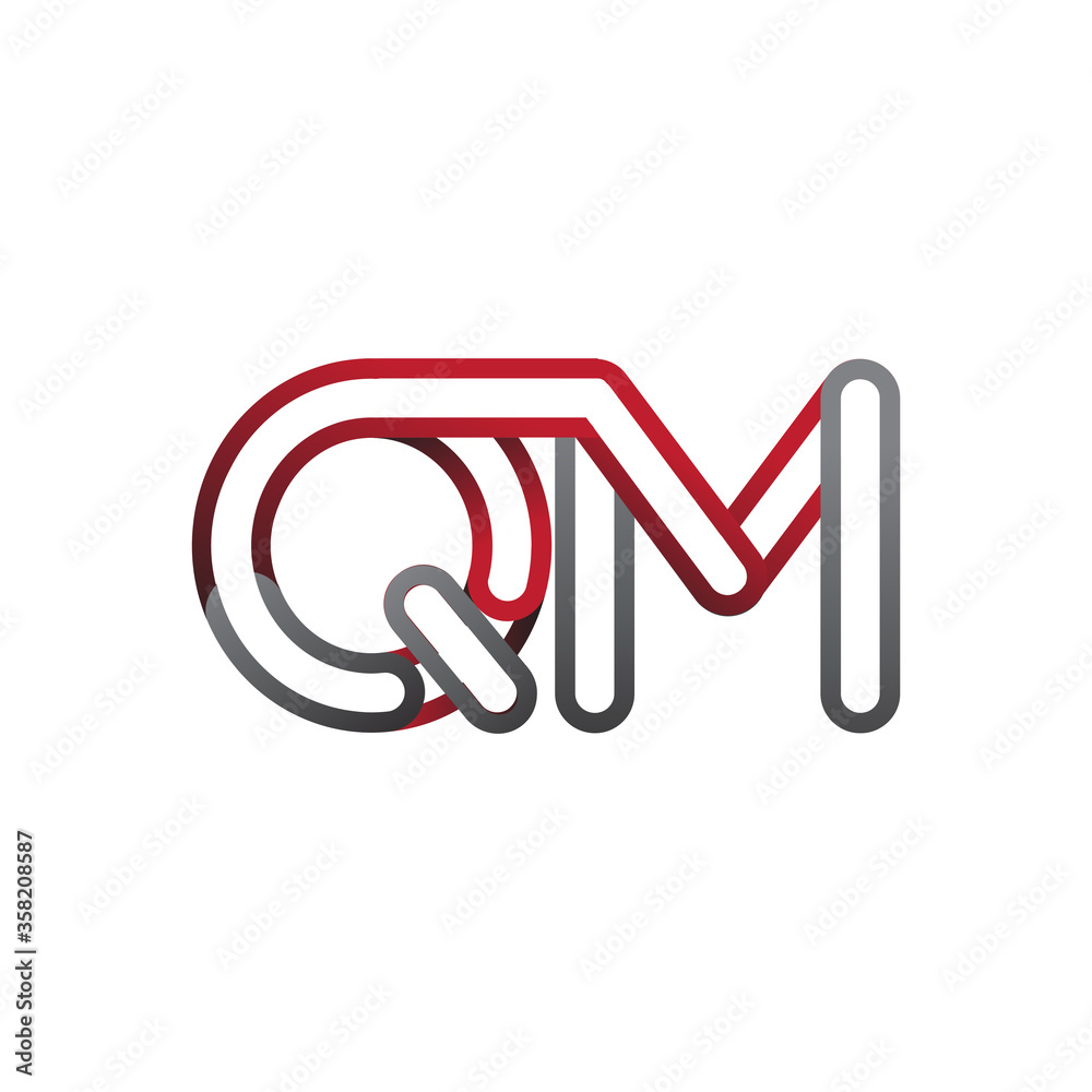 initial logo letter QM, linked outline red and grey colored, rounded logotype initial logo letter QM, linked outline red and grey colored, rounded logotype