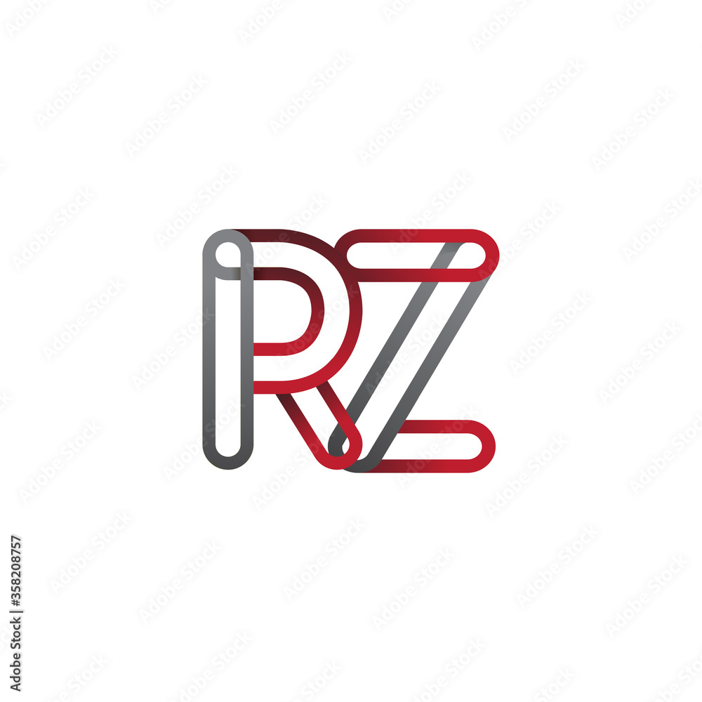 initial logo letter RZ, linked outline red and grey colored, rounded logotype initial logo letter RZ, linked outline red and grey colored, rounded logotype