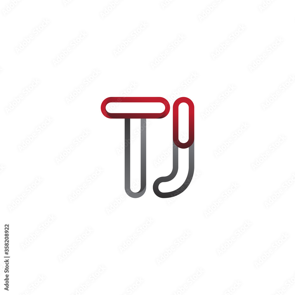 initial logo letter TJ, linked outline red and grey colored, rounded logotype initial logo letter TJ, linked outline red and grey colored, rounded logotype