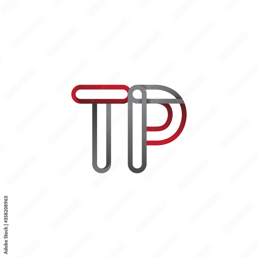 initial logo letter TP, linked outline red and grey colored, rounded logotype initial logo letter TP, linked outline red and grey colored, rounded logotype