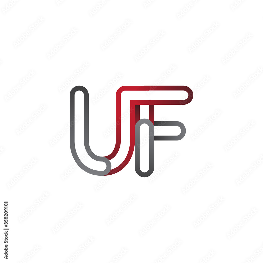 initial logo letter UF, linked outline red and grey colored, rounded logotype initial logo letter UF, linked outline red and grey colored, rounded logotype