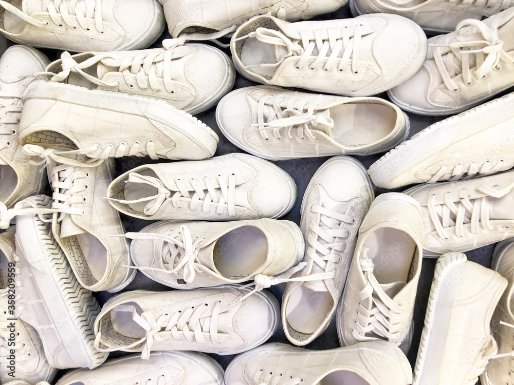 White shoe background and close up White shoe background and close up